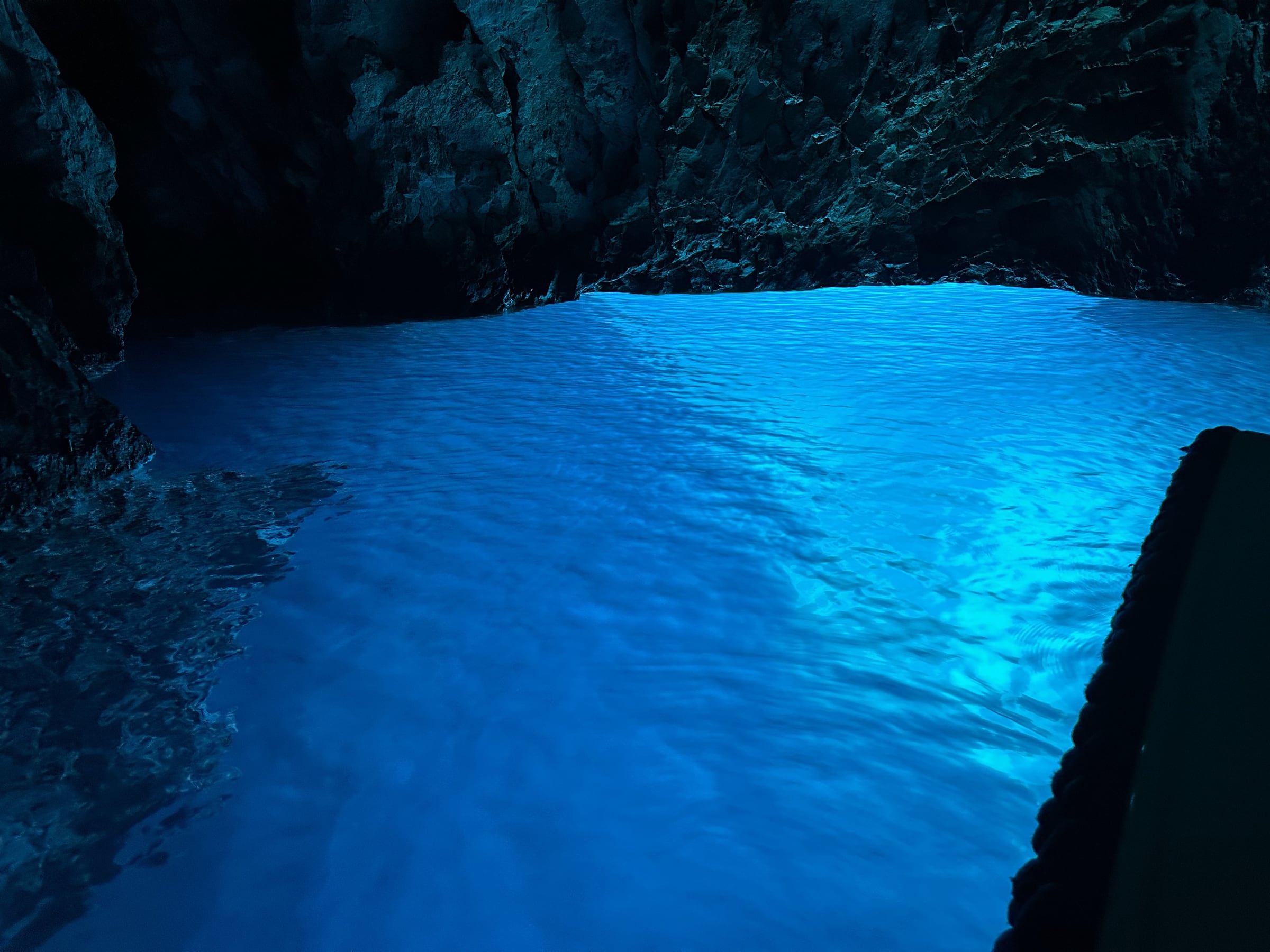 The Blue Cave on Biševo, glowing from the light beneath the water