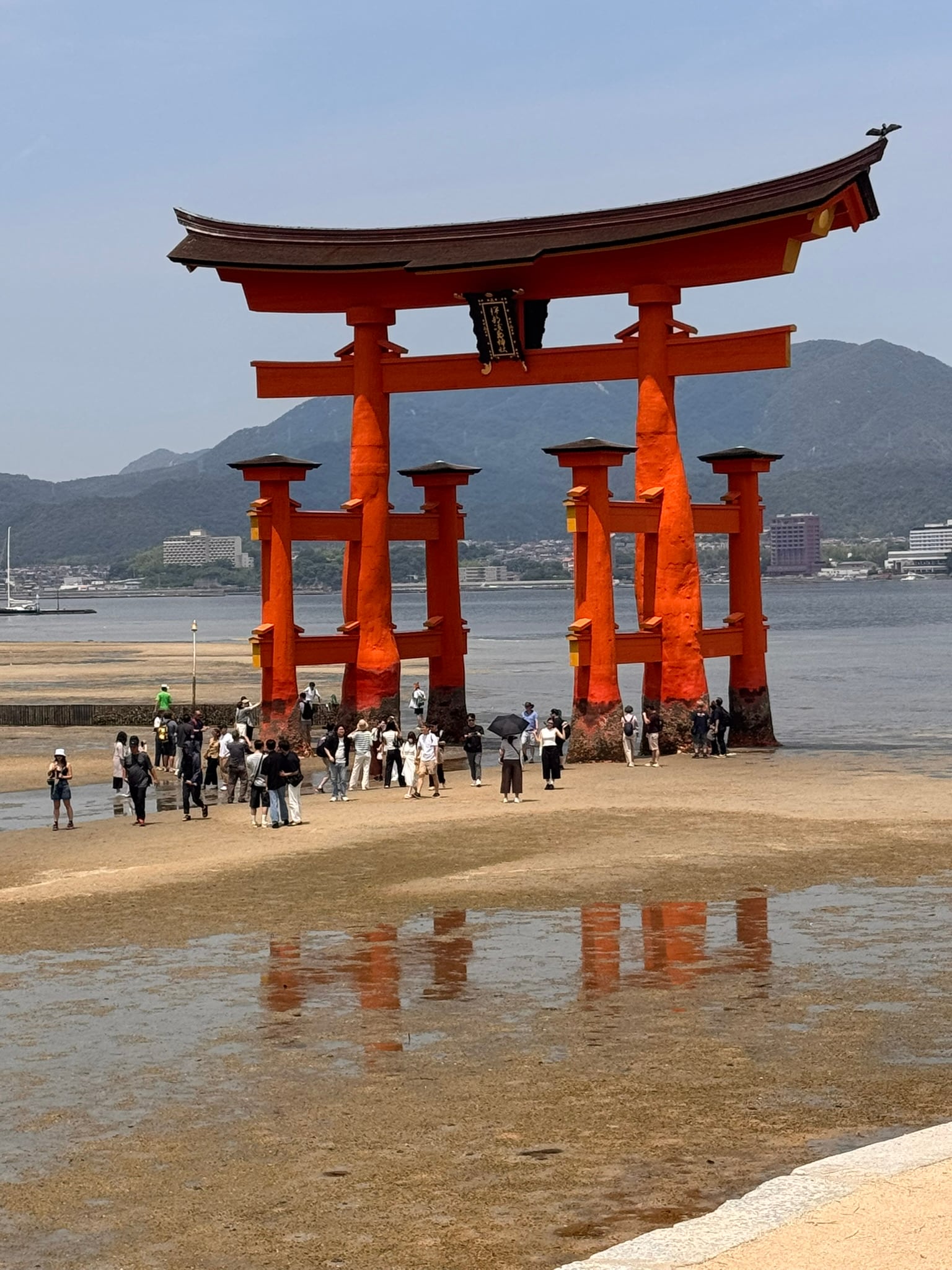 Miyajima's floating torii gate at low tide