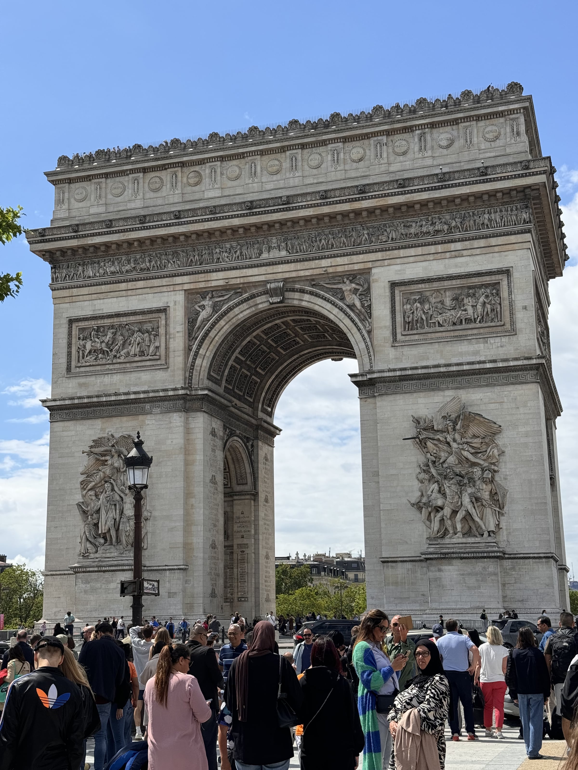 The Arc de Triomphe against a clear sky