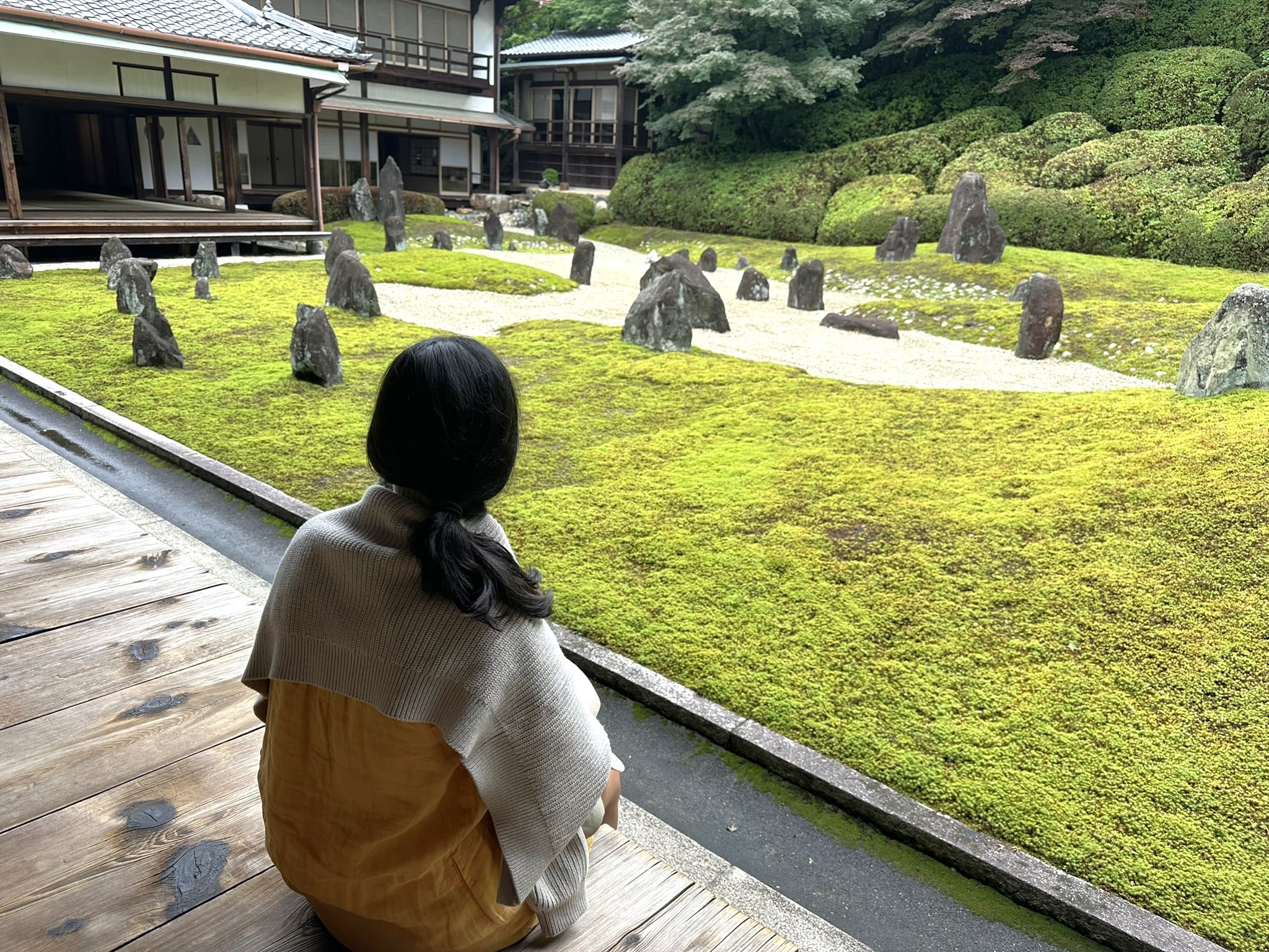 A quiet moment in a Japanese rock garden