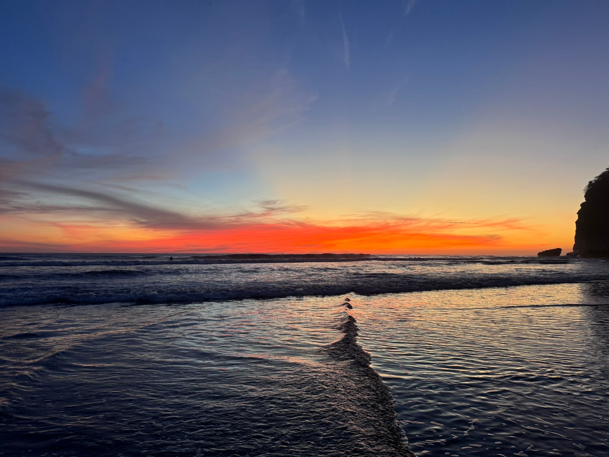 A dramatic sunset over the ocean
